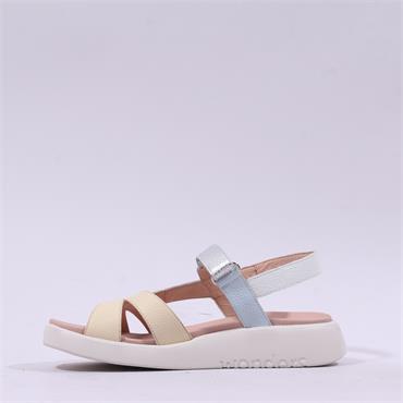 Wonders Mar Strappy Sporty Sandal - Beige White